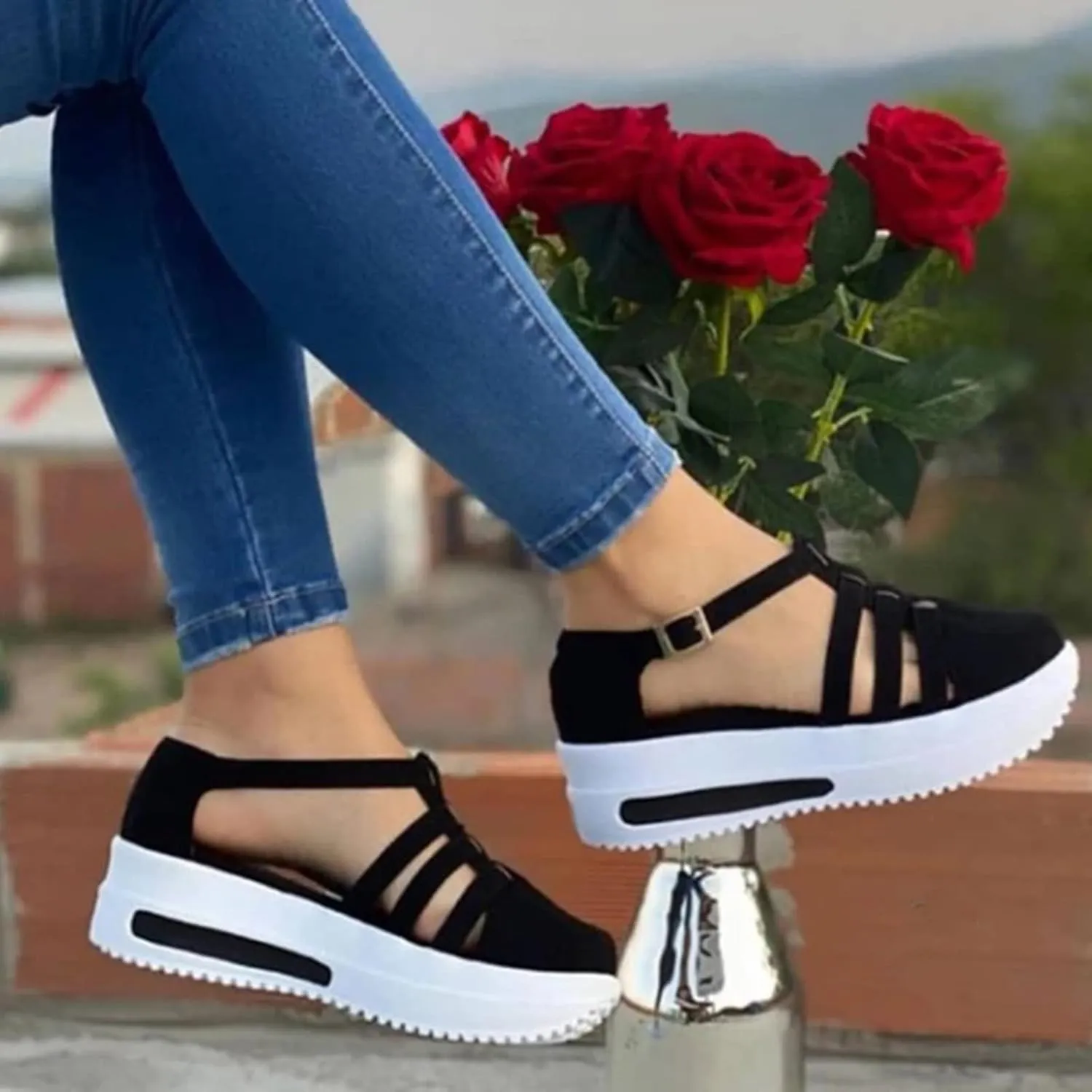Sandals Women Fashion, Sandals Women Wedge Casual Breathable Flat Slippers Open Toe Outdoor Beach Sandals