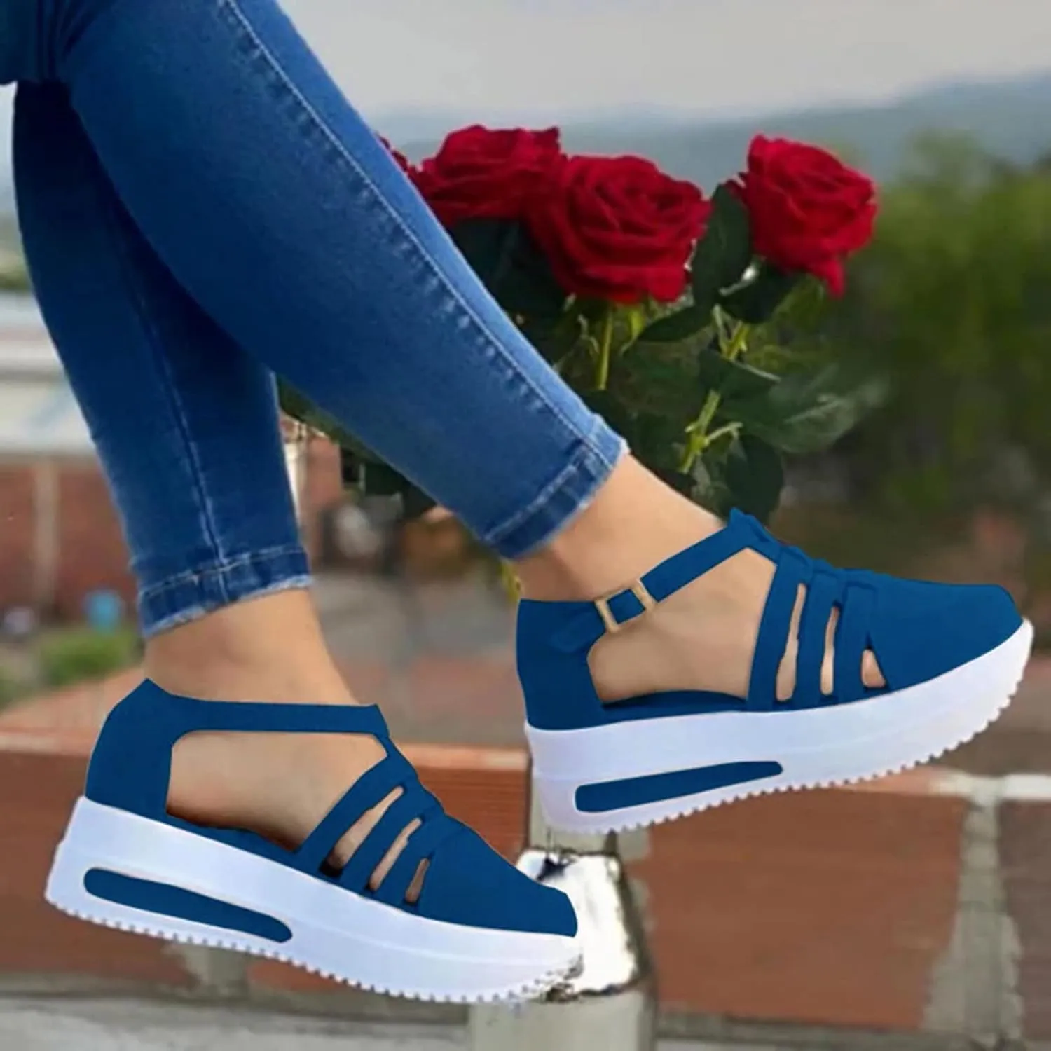 Sandals Women Fashion, Sandals Women Wedge Casual Breathable Flat Slippers Open Toe Outdoor Beach Sandals
