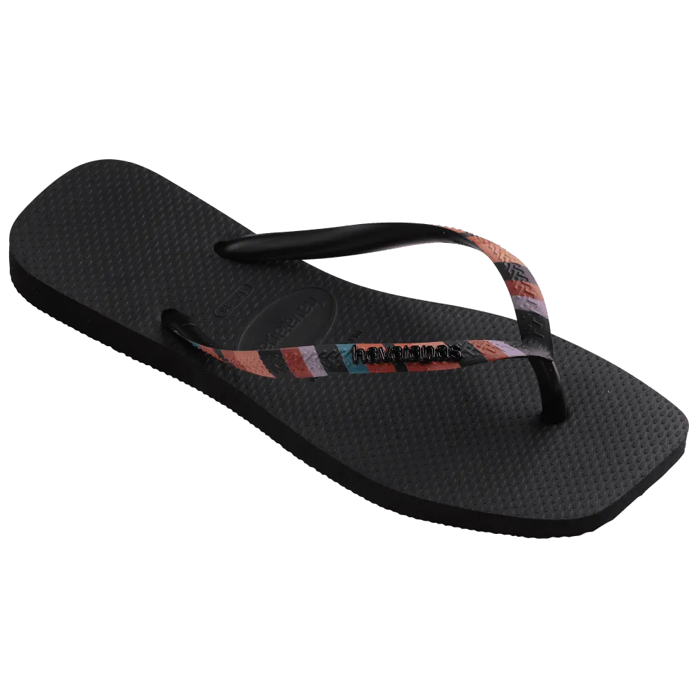 Slim Square Patchwork Flip Flops