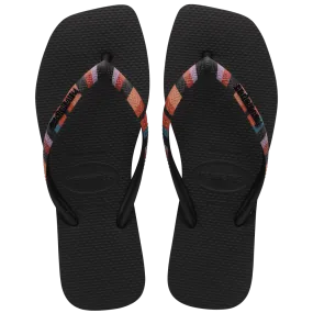Slim Square Patchwork Flip Flops