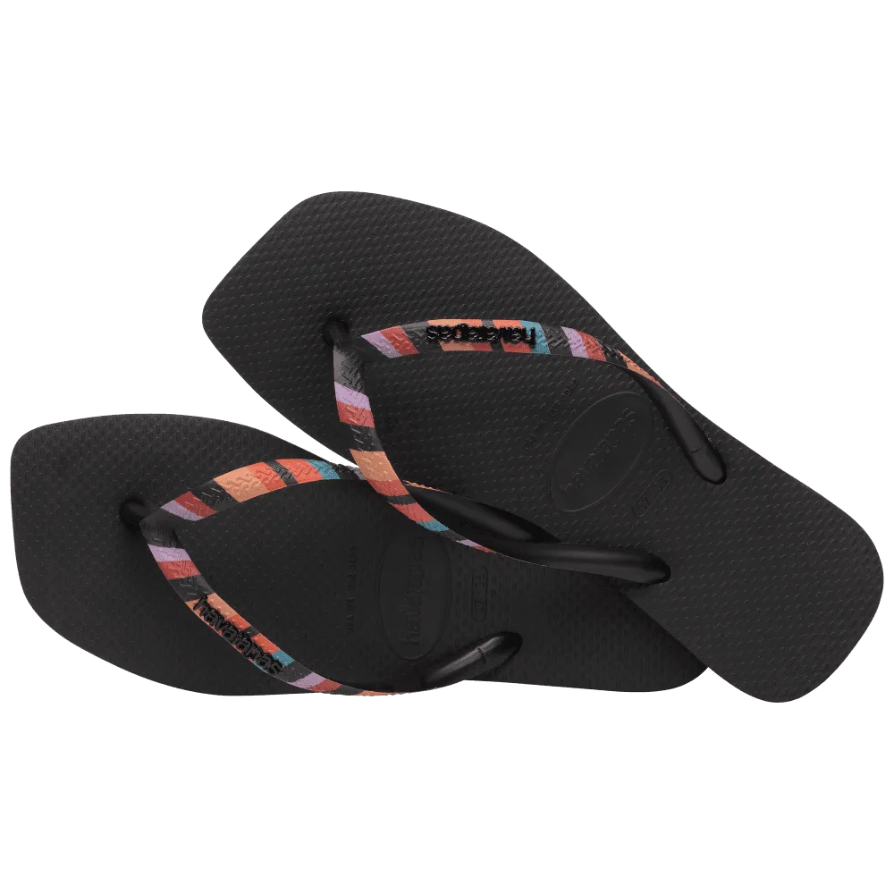 Slim Square Patchwork Flip Flops