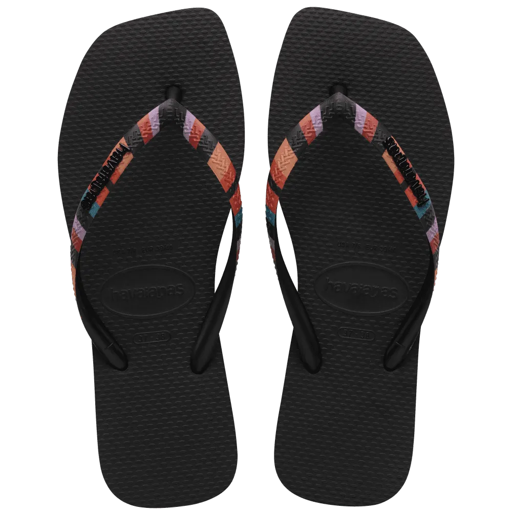 Slim Square Patchwork Flip Flops