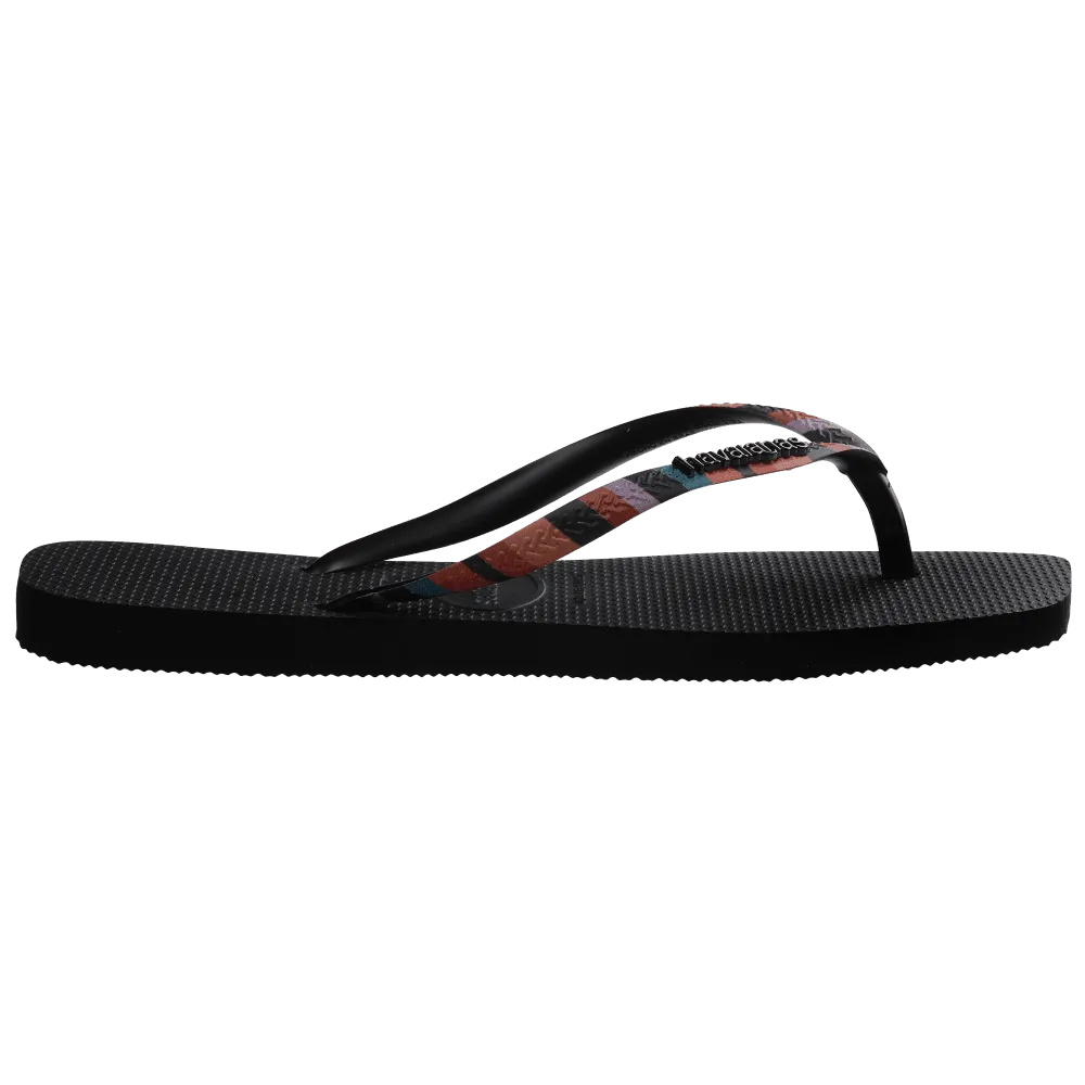 Slim Square Patchwork Flip Flops