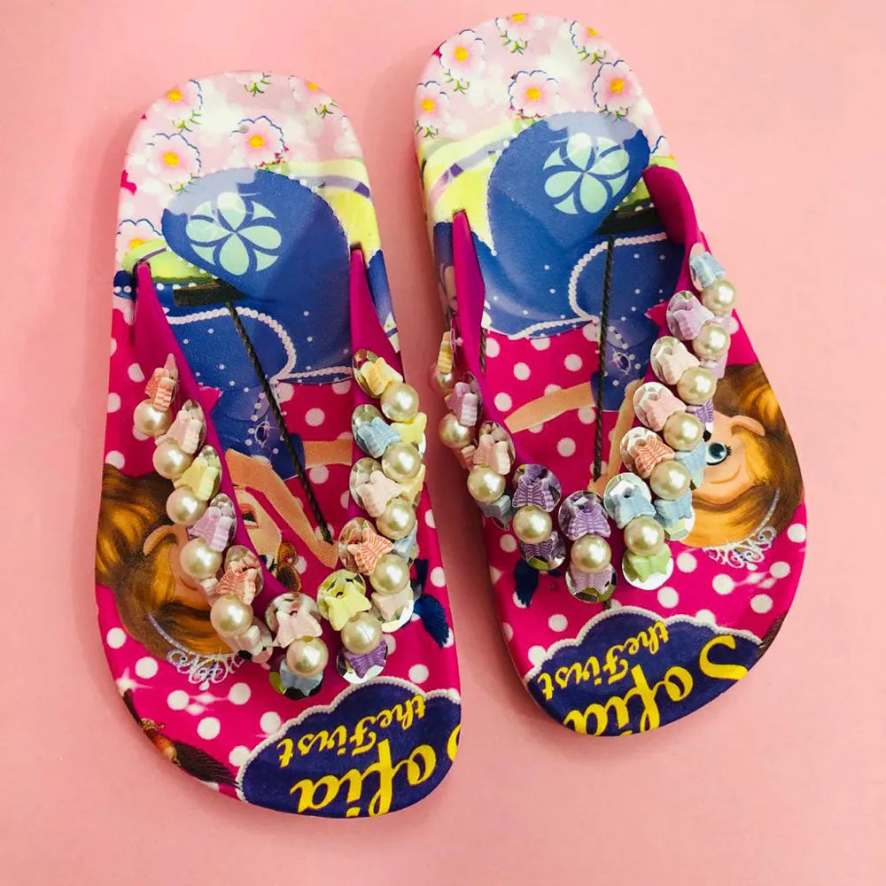 Sofia NonSlip Dark Pink Slippers with Stones 1935