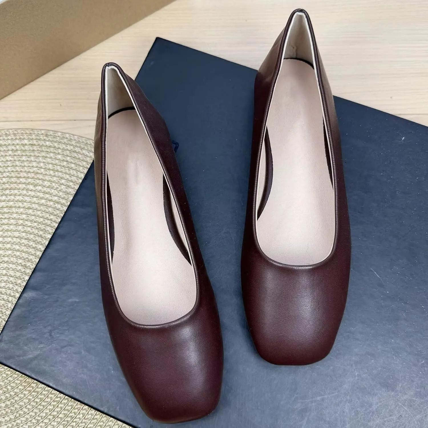 Stunner Women's Comfortable Slip On Ballet Shoes Square Toe Dress Flats Soft Walking Flats