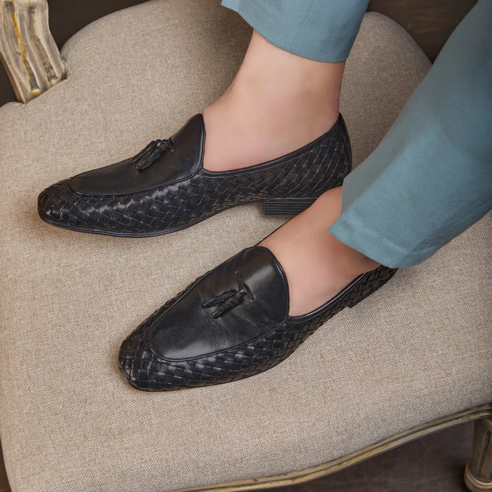 The Sobhach Black Men's Smart Casual Leather Loafer