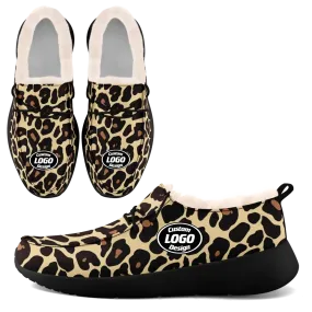 Unique Gift,Personalized Leopard Loafer Shoes, Custom Warm Fur Driving Shoes, Comfortable Unisex Loafer Shoes