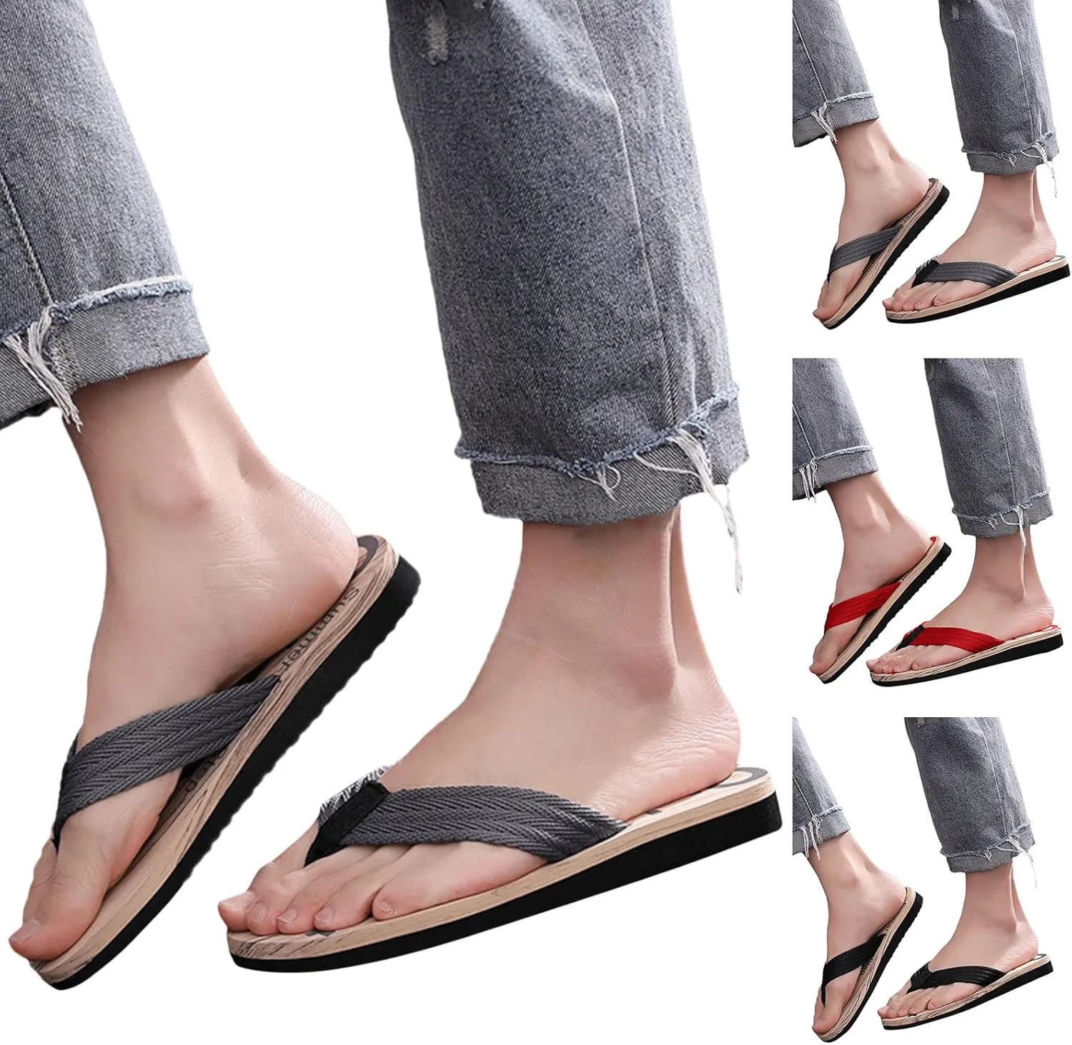 Vickyleb Flip Flops for Men Waterproof,Men's Flip Flops Slippers Slip Breathable Casual Beach Sandals