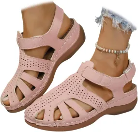 Wedge Orthopedic Sandals for Women Comfortable Closed Toe Summer Sandals Comfortable Hollow Out Sandal with Arch Support