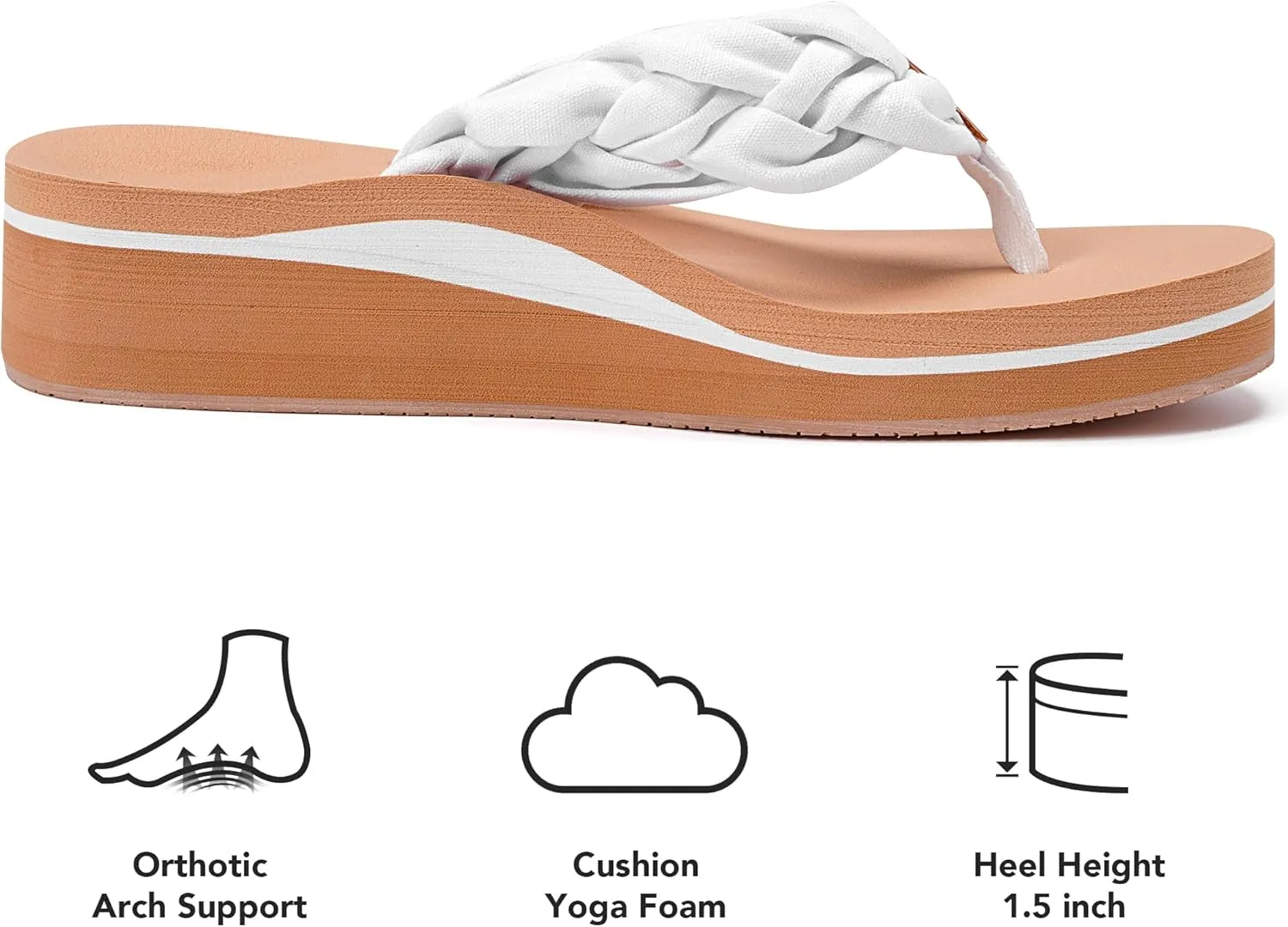 Womens Braid Comfortable Arch Support Flip Flops Soft Cushion Yoga Foam Beach Thong Sandals
