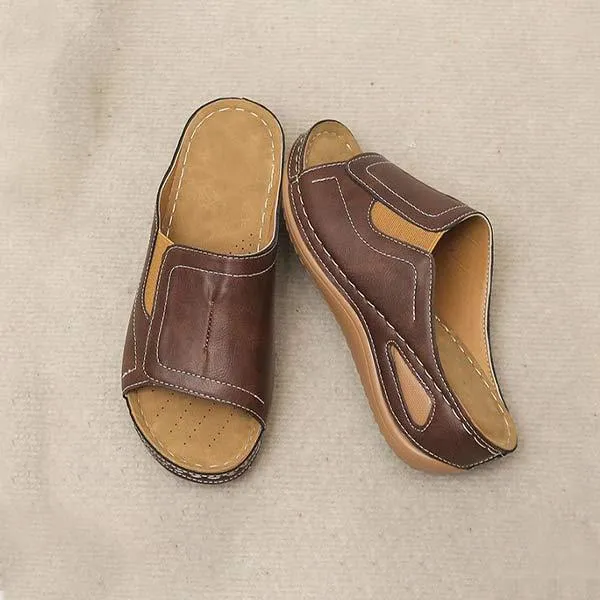 Women'S Comfortable Open Toe Wedge Slippers 61482623C