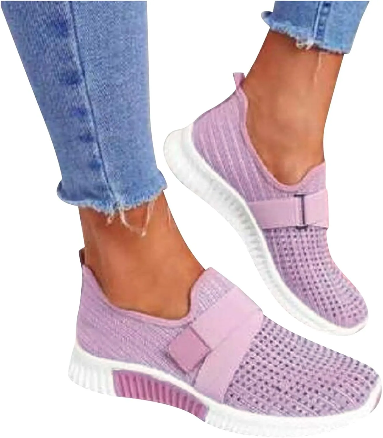 Women's Fashion Sneaker Mesh Slip On Black Non Slip Shoes for Women Comfortable Wide Tennis Shoes for Men Womens Comfortable Loafers White Sneakers for Men