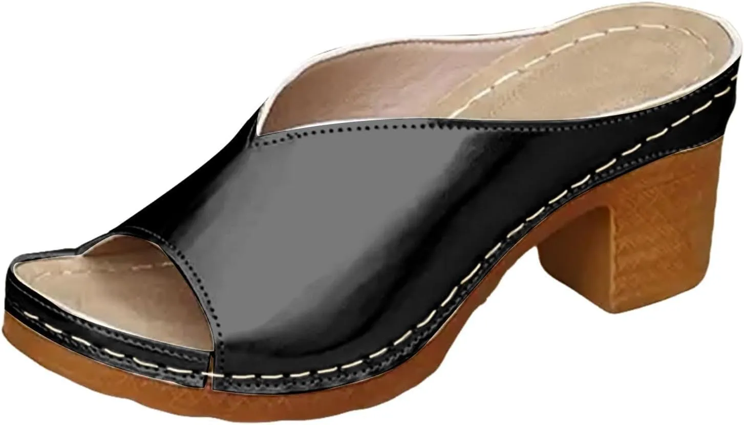 Women's Platform Heels Wedge Sandals Summer Casual Open Toe Slip on High Heels Slippers Lightweight Comfortable High Chunky Block Wedges Sandals Dressy Comfortable Shoes