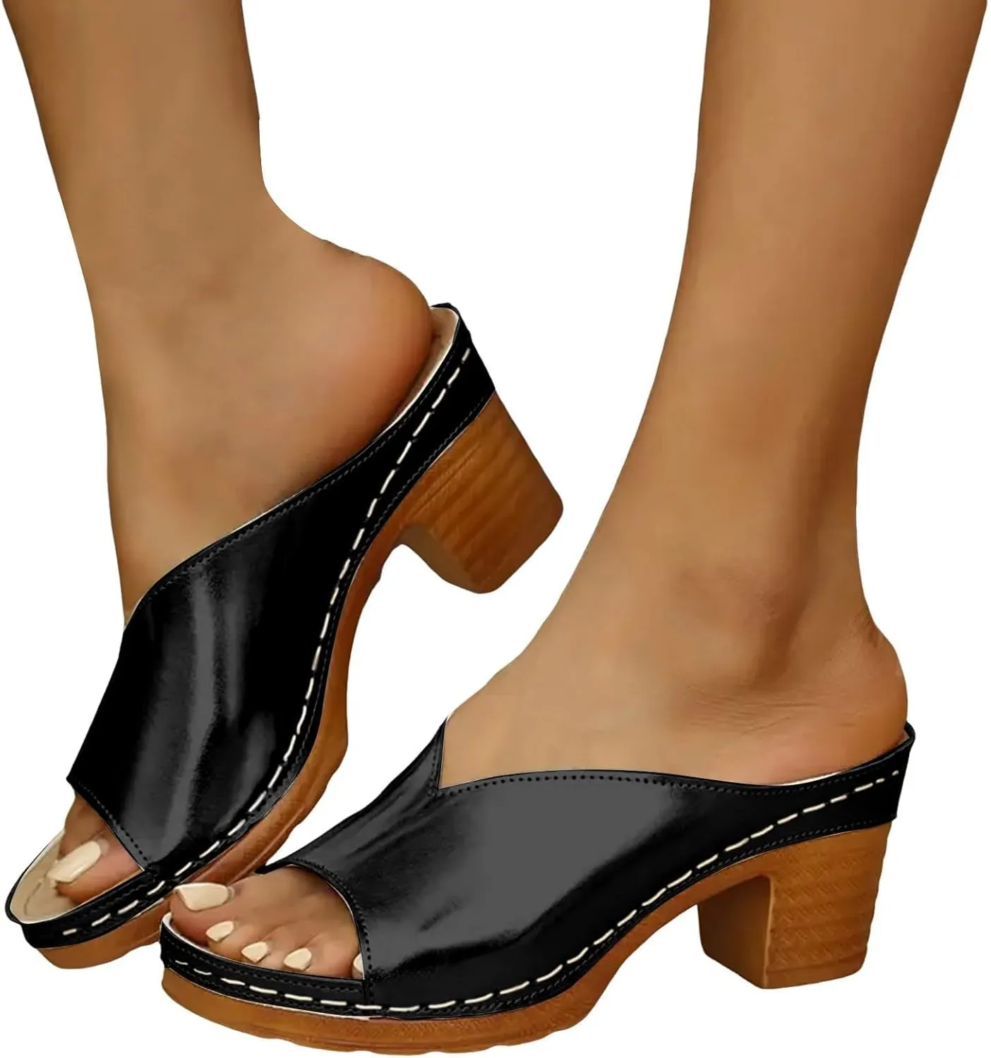 Women's Platform Heels Wedge Sandals Summer Casual Open Toe Slip on High Heels Slippers Lightweight Comfortable High Chunky Block Wedges Sandals Dressy Comfortable Shoes