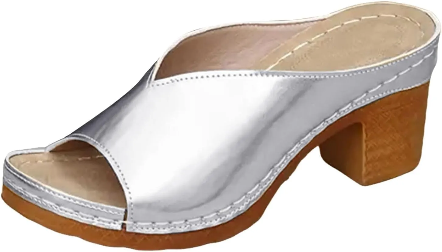 Women's Platform Heels Wedge Sandals Summer Casual Open Toe Slip on High Heels Slippers Lightweight Comfortable High Chunky Block Wedges Sandals Dressy Comfortable Shoes