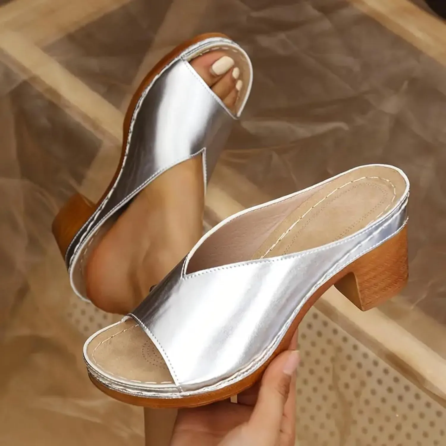 Women's Platform Heels Wedge Sandals Summer Casual Open Toe Slip on High Heels Slippers Lightweight Comfortable High Chunky Block Wedges Sandals Dressy Comfortable Shoes