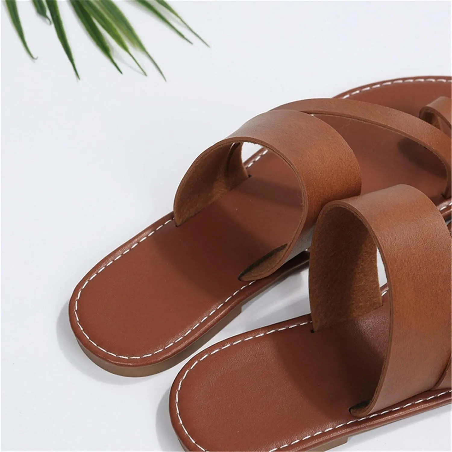 Women's Sandals Open Toe Flat Slides with Arch Support for Walking Comfort Casual Female Flat Slippers Dress Summer Beach Non