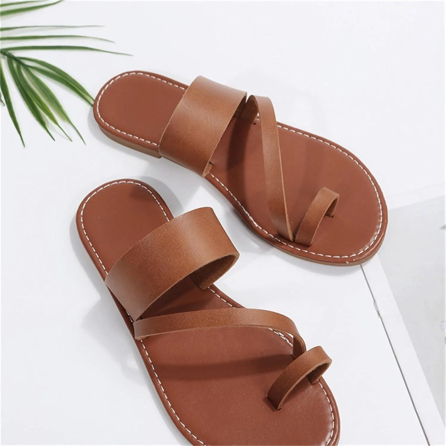 Women's Sandals Open Toe Flat Slides with Arch Support for Walking Comfort Casual Female Flat Slippers Dress Summer Beach Non