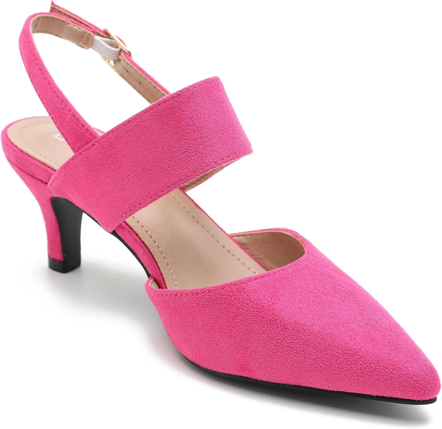 Women's Slingback Kitten Heel Pointed Toe Dress Pumps Ankle Strap Comfortable Elegant Dress Wedding Party Shoes