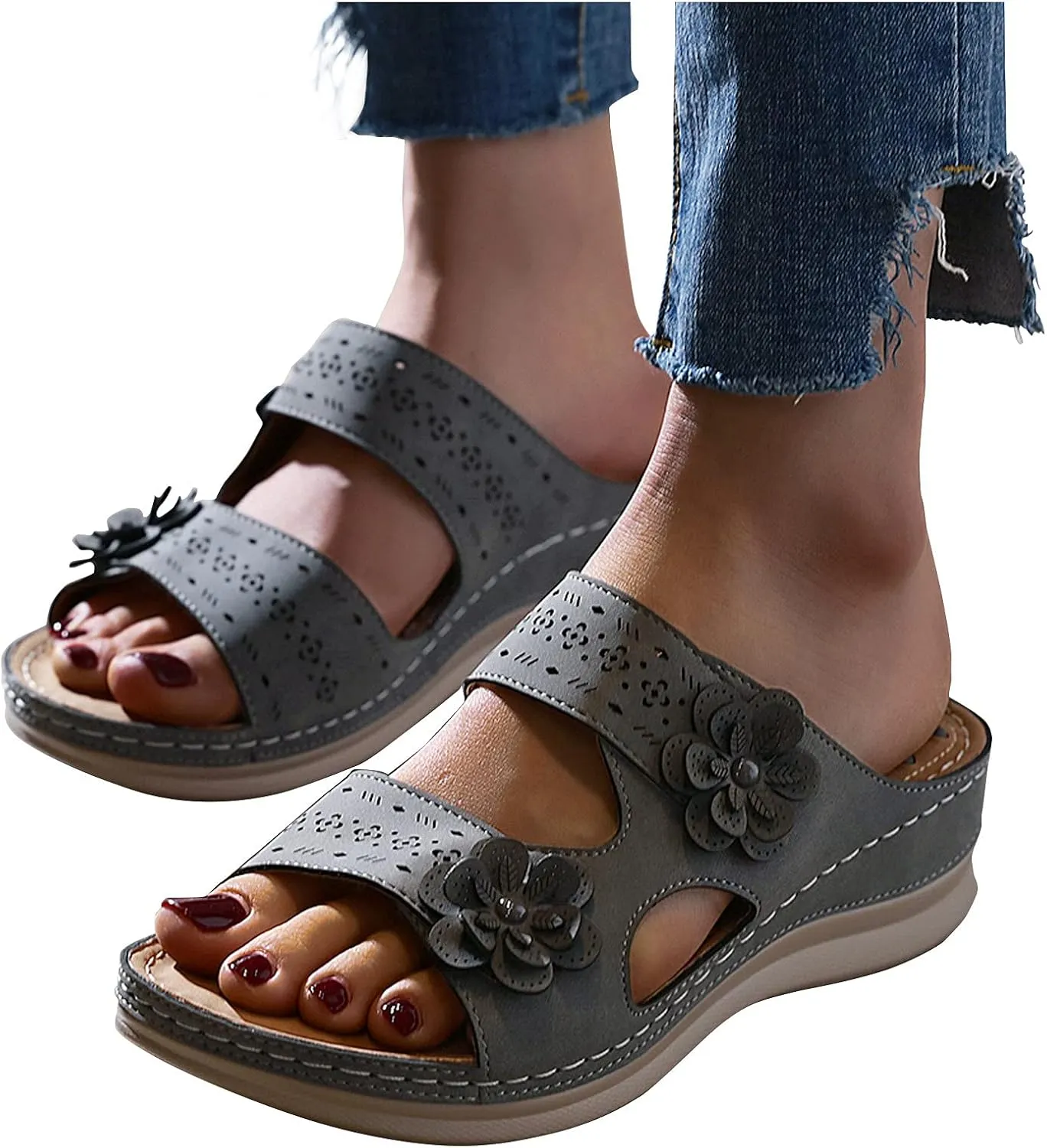 Women's Slippers Breathable Anti-Slip Flip Flops for Women Retro Large Size Summer Beach Sandals