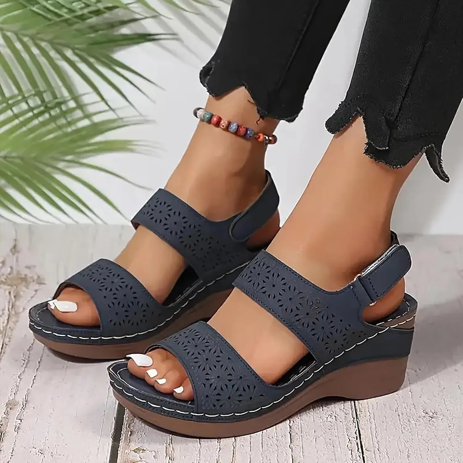 Women's Wedge Sandals Comfortable Dressy Arch Support Heel Sandal Walking Shoes Open Toe Sandals