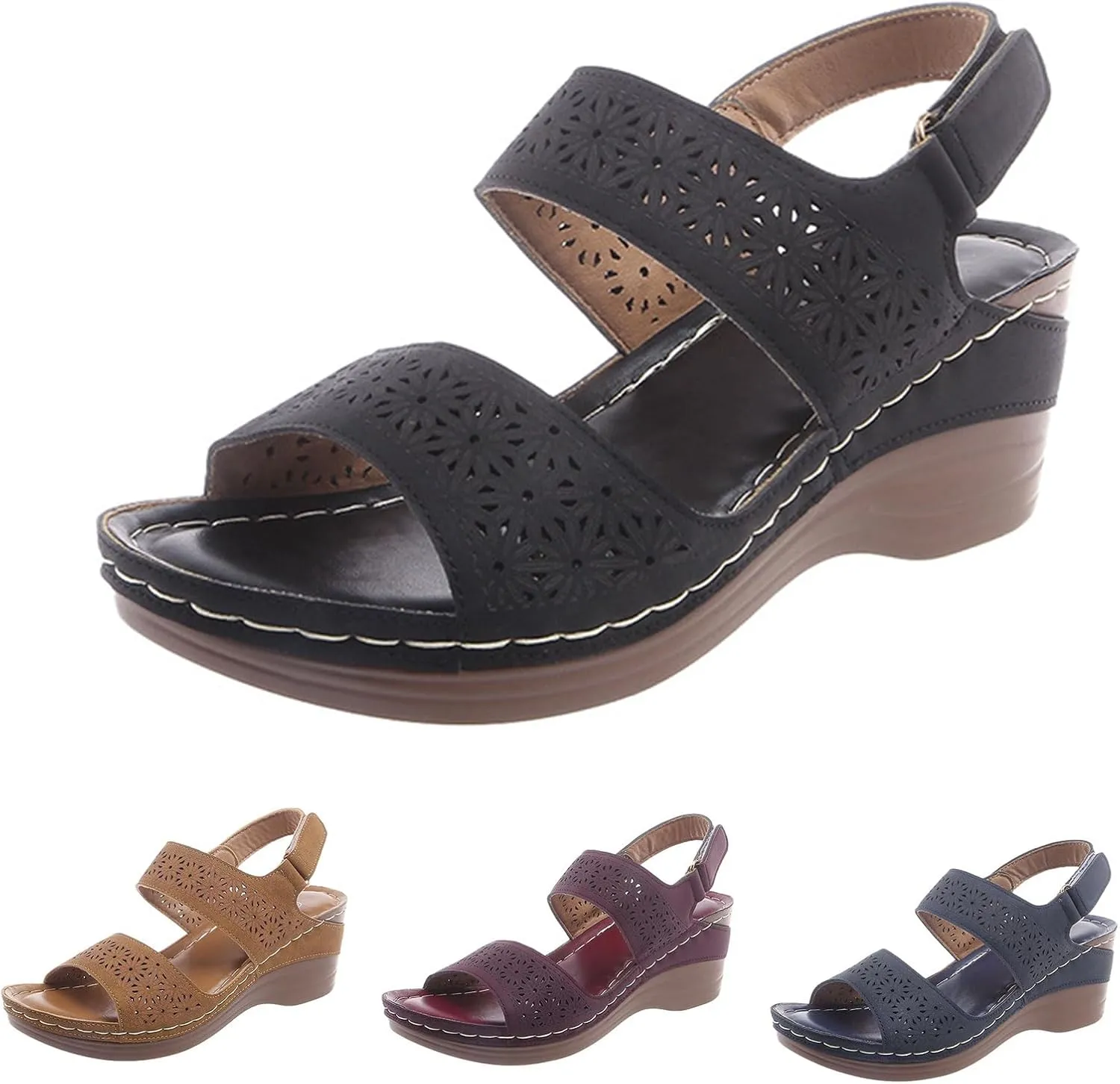 Women's Wedge Sandals Comfortable Dressy Arch Support Heel Sandal Walking Shoes Open Toe Sandals